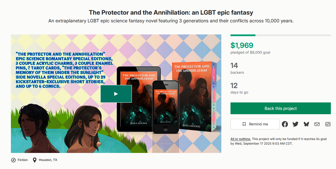 Ranvir and Armando are bathing peacefully on the video side together for THe Protector and the Annihilation Kickstarter. The numbers say: $1,969 pledged of $8,000 goal. 14 backers. 12 days to go.